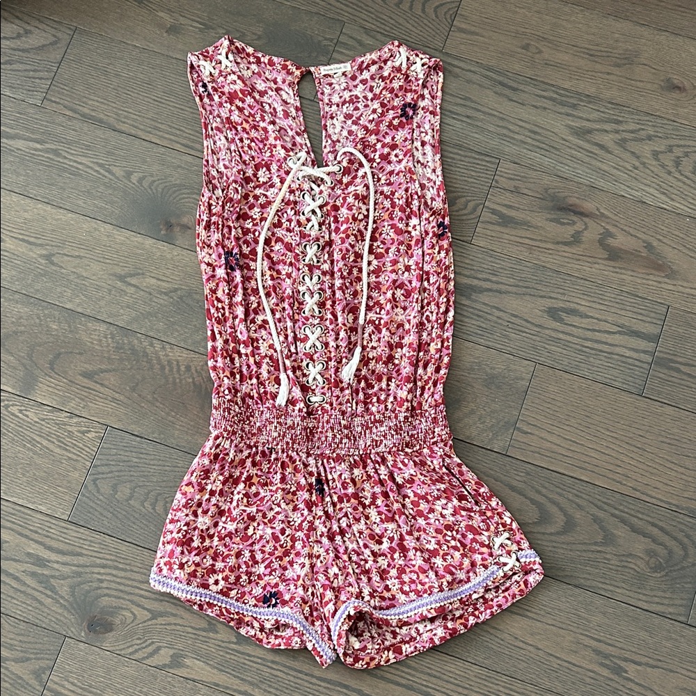 Poupette St. Barth Red Floral Jumpsuit